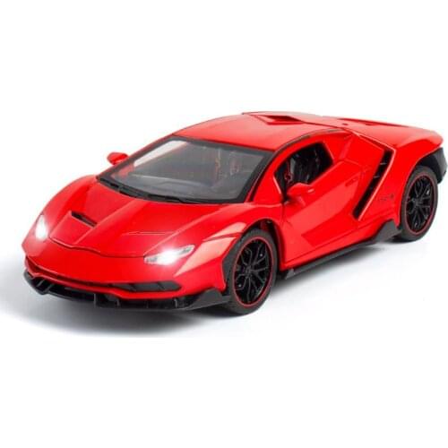Hot scale 1:24 wheels diecast car germany bull logo metal model with light sound Lambor lp770-4 Centenario pull back vehicle toy