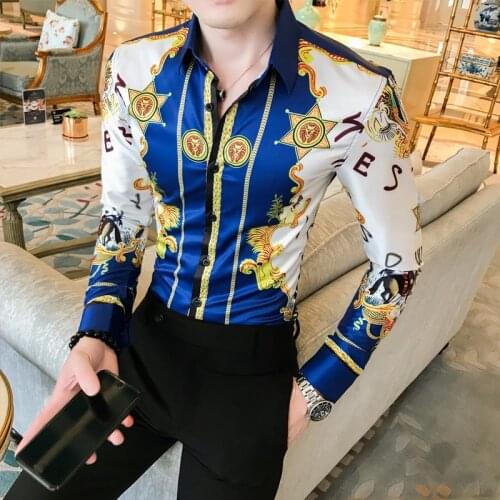 Fall 2019 Long Sleeve Shirt Mens Social Blossom A236-9807-P55