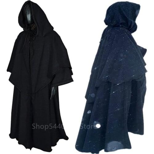 Middle Ages Wizard Cosplay Men Medieval Costumes Viking Pirate Adult Halloween Carnival Party Vintage Monk Robe Women Long Dress