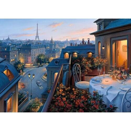 Needlework Cross stitch,Paris in the Twilight Scenery 14CT Unprinted Embroidery kits Arts Cross-Stitching,DIY Handmade Decor