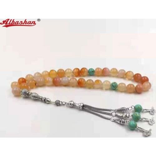 Natural Agate with Afghan Turquoise Tasbih Islam Misbaha Muslim Everything Is New Bracelet Rosary 33 66 45 99beads Stone Rosary
