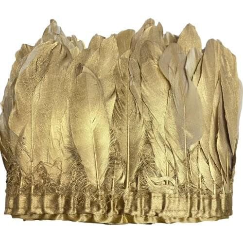 Wholesale 10Yards/Lot High Quality Gold Goose Feathers Diy Dancers Jewelry Accessories Home Carnival Plumes Plume