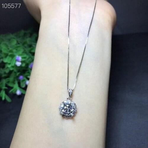 7.5mm D Round Moissanite 925 Sterling Silver Moissanite Necklace Diamond Test Passed Fine Jewelry Woman Girl Gift