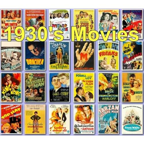 42style Choose Classic Vintage Movie Posters 1930s 30s Art Film Print Silk Poster for Your Home Wall Decor 24x36inch