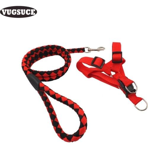 VUGSUCE Dog Harness Leash Set Nylon for Puppies Large Dogs Cats Adjustable Pet Harness Rope Leads for Puppy Outdoor Pet Supplies