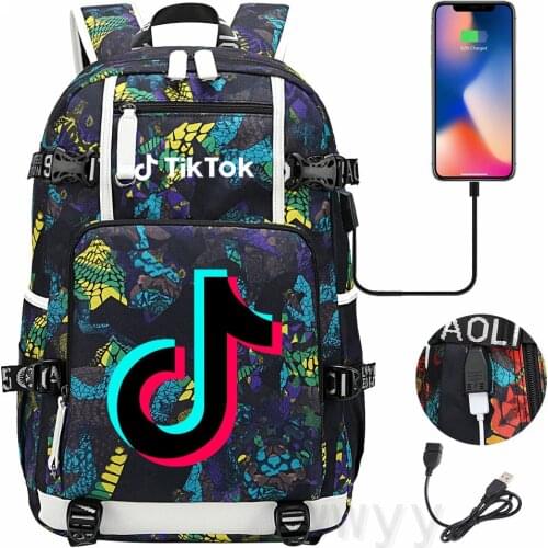 TIK TOK Kids Backpack laptop bag Men Women Travel bags USB Oxford Backpack schoolbag