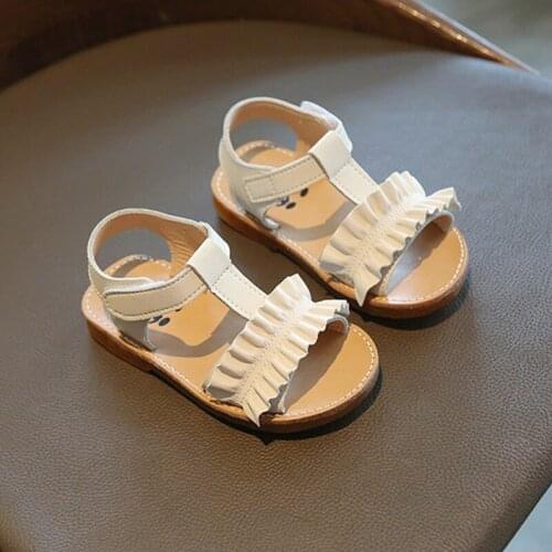 Baby Fashion Sandals Summer Children Girls Soft Sole Flat Sandals Casual Beach Shoes White Black Slippers Sandalias Nina 21-30