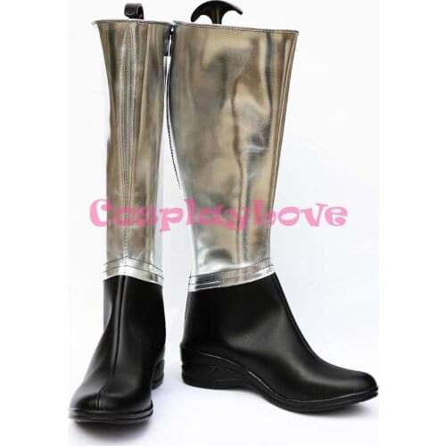 Custom Made Japanese Anime Fairy Tail Silver and Black Cosplay Boots Shoes For Christmas Halloween Festival Birthday CosplayLove
