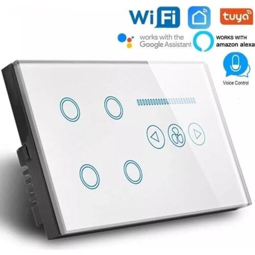 Touch Switch UK Standard 4 gang light switch 600W with Touch Ceiling Fan Switch 600W Crystal Glass 147*86MM India Switch