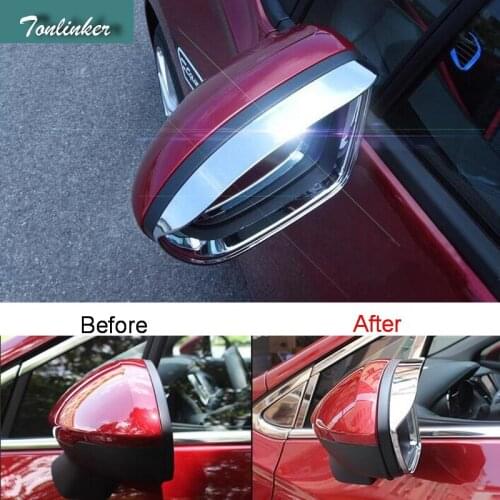 Tonlinker Cover Stickers for Chevrolet Cruze 2017 Car styling 2 Pcs DIY ABS chrome Rear view mirror rain eyebrow cover stickers