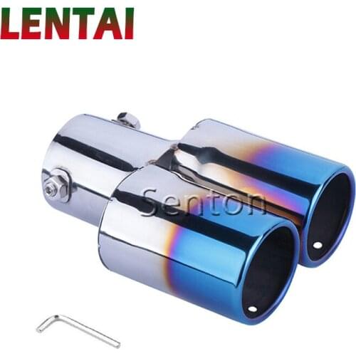 Universal Car Twins Rear Exhaust Muffler Pipe Tip Modification For Kia Rio/Mazda/Chevrolet/Ford/Peugeot/Hyundai/Suzuki/Nissan