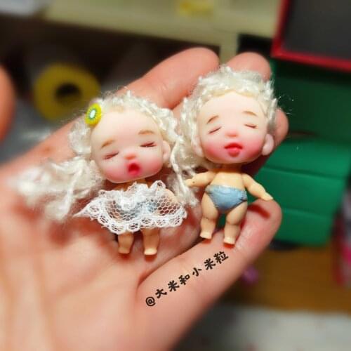 Top quality Thumb Doll-6 Closed eyes boy girl pale hair OB11 Baby Mini Doll Custom Human 5 cm cute High-end Art Hobbie Toy Gift