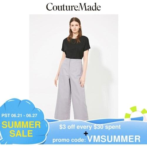 Vero Moda CoutureMade Womens OL Style Linen Cotton Wide-leg Crop Pants | 319250507