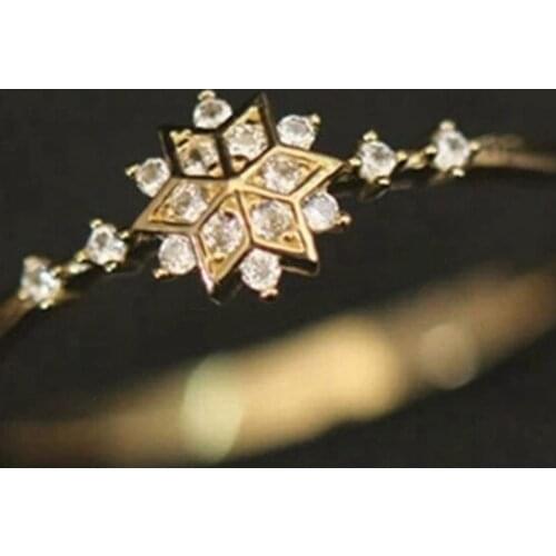 Cute Womens Simple Snowflake Rings Chic Dainty Snow Flake Rings Party Delicate Zircon Rings Wedding Jewelry