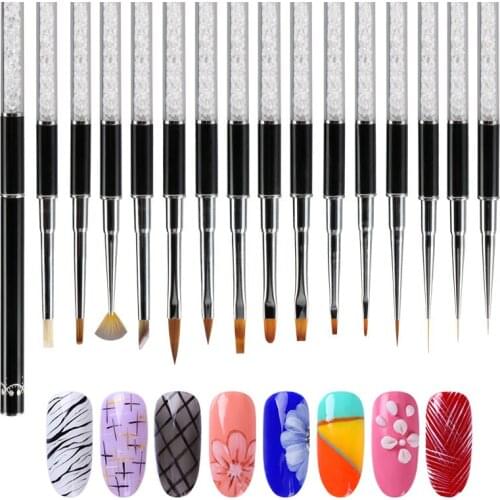 1pcs Nail Art Line Painting Brushes Crystal Acrylic Thin Liner Drawing Pen Manicure Tools UV Gel 2020 New Arrival