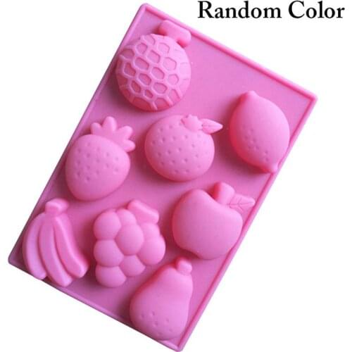 1pc Silicone 8-Cavities Cake Molds 3D Fruit Shape Candy Decoration Mold Chocolate Cake Baking Tool Kitchen Supplies Random Color