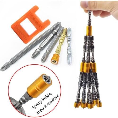 1Pcs Hardness Single and Double Magnetic Rings Magnetic 65MM Cross Head Screwdriver Bit Double Head Electric Screwdriver