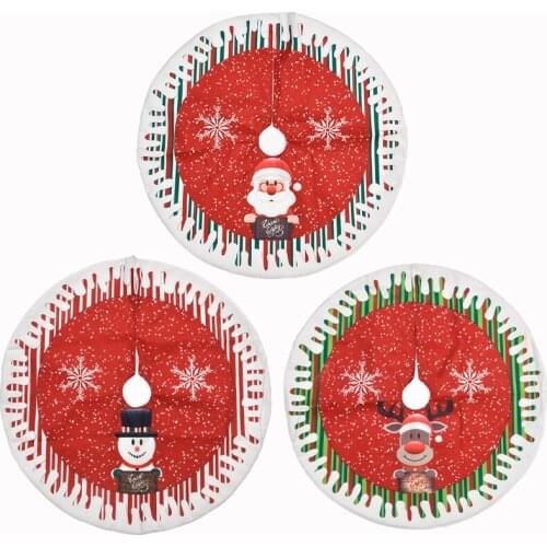1 Pcs Christmas Tree Skirt Round Red Santa Claus Snowflake Decor Christmas Tree Skirt Home Cloth Xmas Party Scence Decor Carpet