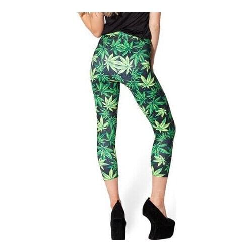 10pcs/lot milk silk women galaxy leaves leggings nine points digital printed leggings fitness casual clothes