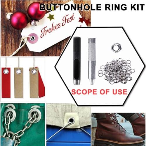 100pcs 12mm Fit Leather DIY Craft Shoes Belt Cap DIY Craft Metal Eyelets Grommets Rings Kit with Mounting Punch Rods