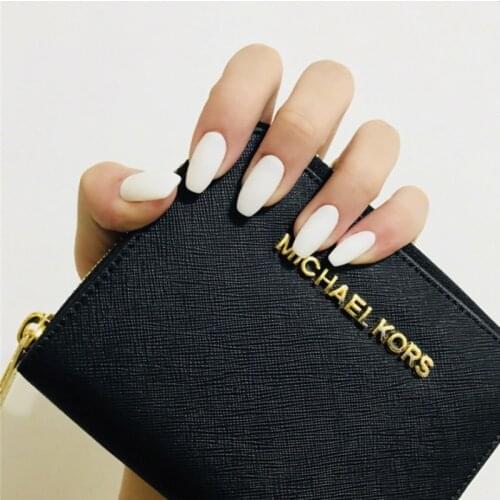 24pcs faux ongles avec de la colle White Scrub frosted matte Medium Long Fake Nails Solid Color False Nail faux ongles full tips
