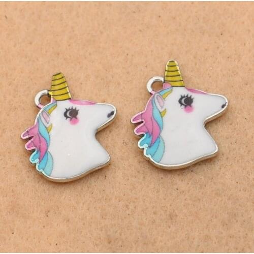 5pcs Enamel Unicorn Charms Pendants Jewelry Making Bracelet Accessories Diy Jewelry Findings 22x18mm