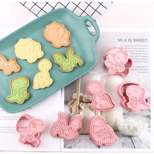 6pcs/set Dinosaur Shaped Cookie Cutter Mold 3D Biscuit Sugarcraft Dessert Baking Mould Fondant Cake Decorating Tools