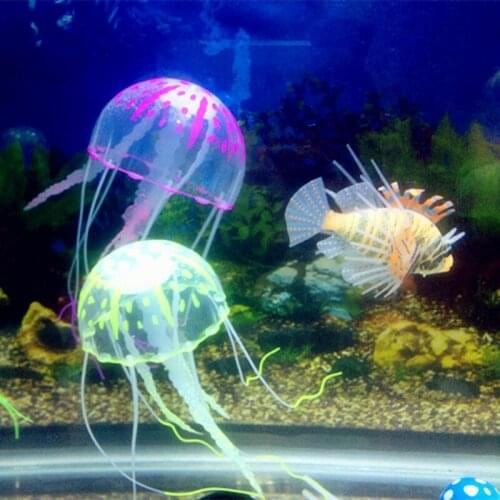 New 1PC Glowing Effect Artificial Jellyfish FishTank Aquarium Aquario DecorationMini Submarine Ornament Underwater Pet Decor