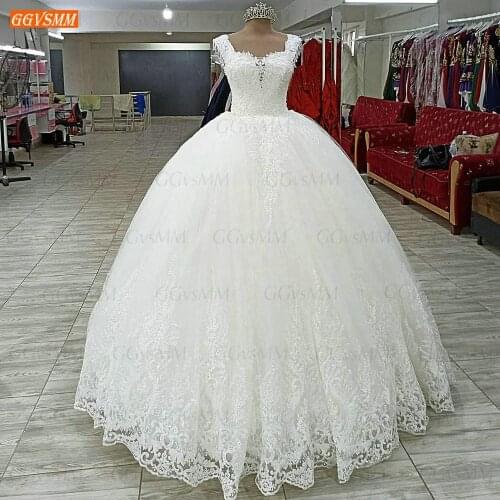 Ball Gown Wedding Dresses Lace Up Ivory Real Photos vestido casamento 2021 White princess Bride Dress Custom Made robe de mariée