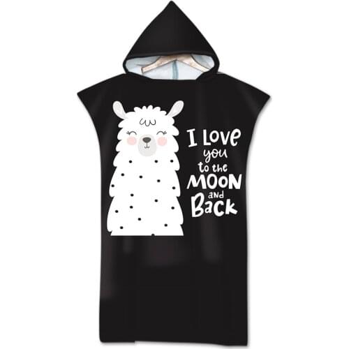Free shipping Novelty Gift Alpaca Llama I Love You to the moon and back Cactus Hooded Towel Poncho Pool Swim Surf Spa Bath Beach