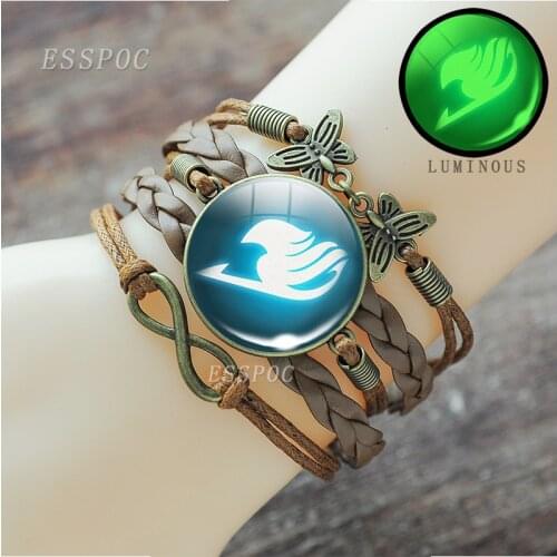Bronze weave luminous Bangle Bracelet Fairy Tail Bracelet Guild Logo Glass Cabochon Anime Jewelry Gift for Anime Cosplay jewelry