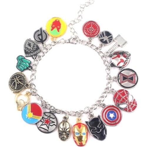 Marvels Super Heros Bracelet Pendant Avengers Thor Loki spider Jewelry toy Birthday Gift for Children Woman Fashion wristband