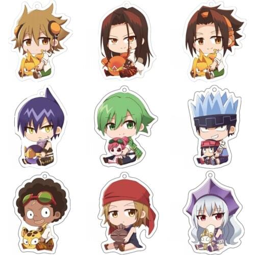 Anime SHAMAN KING YOU ASAKURA AMIDAMARU MOSUKE Key Chains Two-sided Keychain Cosplay Acrylic Pendant Keyring