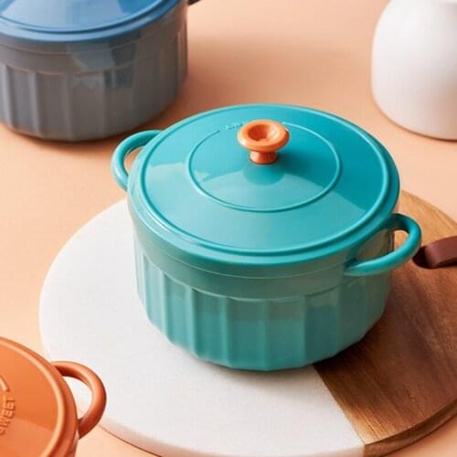 Stainless Steel Bowl with 2 Handle Colorful Instant Noodles Bowl Soup Rice Ramen Bowl Kitchen Tableware BPA Free