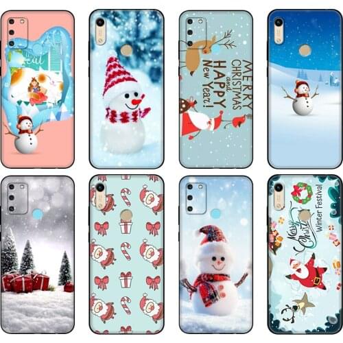 Black tpu Case For Honor 8a Prime 8s 9 10X Lite 9A 9C 9X Premium Pro 9S Case Cover Cute Christmas