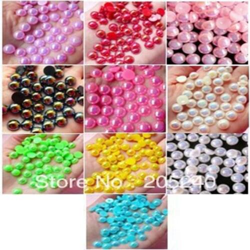 For DIY Decoration 4mm Colorful Mixed Colors(4mm,100pcs/Color/Bag,10bags,Total 1000pcs) Flat Back Round Half Pearl AB