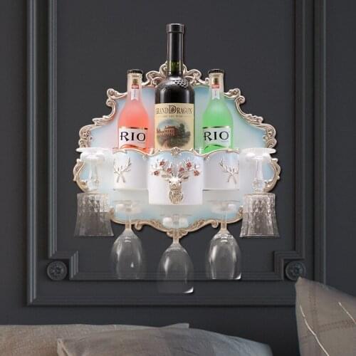 European Resin Accessories Wall Hanging Wine Glass Holder Mural Home Livingroom Hotel Wine Rack Wall Sticker Decoration Crafts