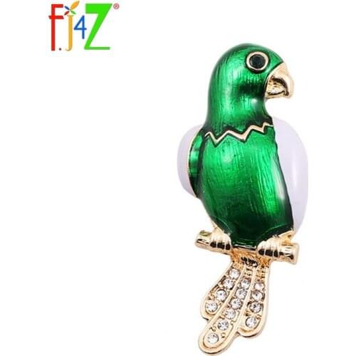 F.J4Z new arrival fashion element rhinestone crystal parrot statement costume brooch pins jewelry accessories for women