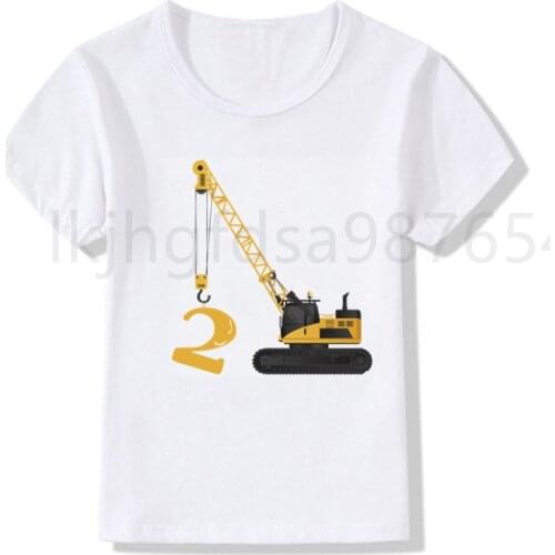 Excavator birthday shirt crane construction birthday boy girl T-shirt cool T-shirt cute childrens play clothes