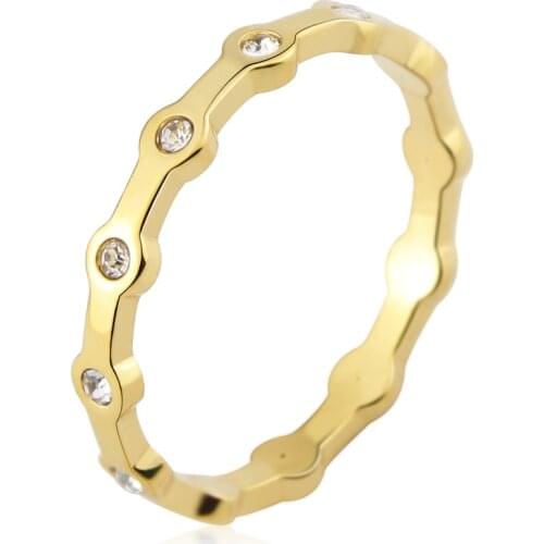 Fashion Design Exquisite Bamboo Zircon Ring Simple Stainless Steel Women Ring Gold Color Engagement Jewelry Wholesale hot Sale