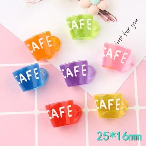 Mini Order 10pcs 25*16MM 3D Colorful Resin Charms Kawaii Cafe Drink Bottl Cup Shape DIY Jewelry Resin Cabochons Ornament Pendant