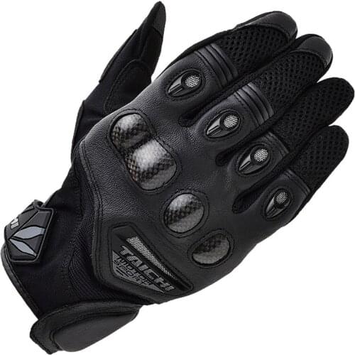 TAICHI RST418 motorcycle carbon fiber leather touch screen gloves off-road motorcycle racing mesh breathable protective gloves