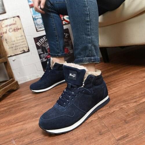 Men Shoes Winter Warm Fur Men Running Shoes Lace Up Round Toe Women Shoes Flock Footwear For Winter Man Sneakers