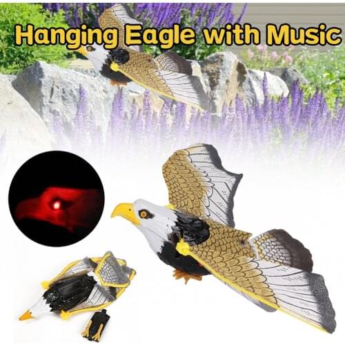 New Luminous Bird With Music Repellent Hanging Eagle Flying Bird Scarer Garden Decoration Portable Flying Bird Garden Decoration