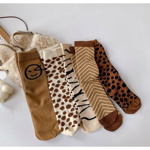 New Winter Toddlers Kids Cartoon Printed Long Socks Korean Style Children Warm Socks 4 pairs / set