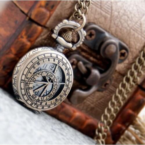 New Fashion quartz Bronze antiques pendant Hollow out calibration Children pendant Necklace pocket watches