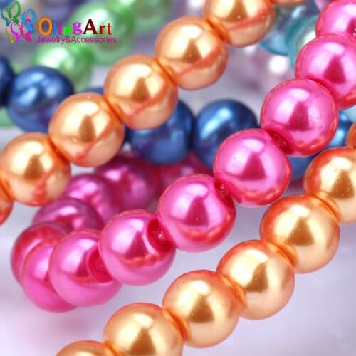 OlingArt 10MM 20pcs/lot Glass Beads Round Imitation Pearl Bracelet DIY Earrings Charms Necklace for Jewelry Making