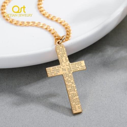 Personalized Cross Necklaces For Men Stainless Steel Religion Christ Jesus Prayer God Faith Statement Pendant Women Lucky Jewelr