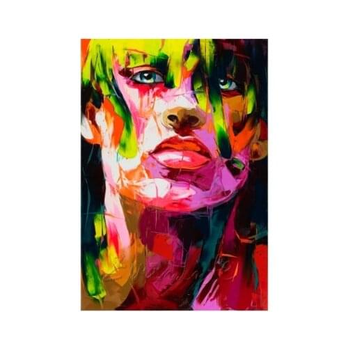 Hand painted Palette knife acrylic man portrait face Francoise Nielly large canvas Oil painting colorful wall Art home decor