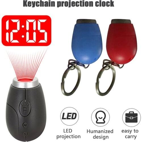 Portable Digital Projection Clock LED Wall Ceiling Time Projection Watch Magic Night Light Flashlight Clock key chain decor